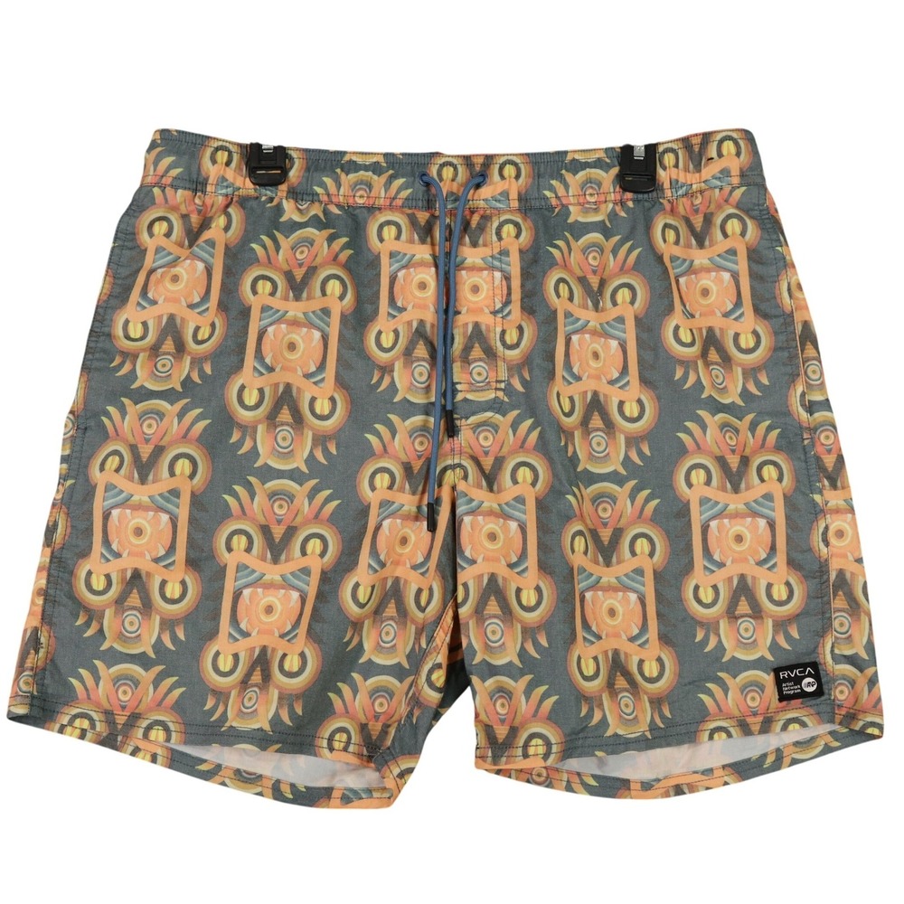RVCA Artist Network Program ANP Elastic Waist Hybrid Shorts Mens XL Tribal Print